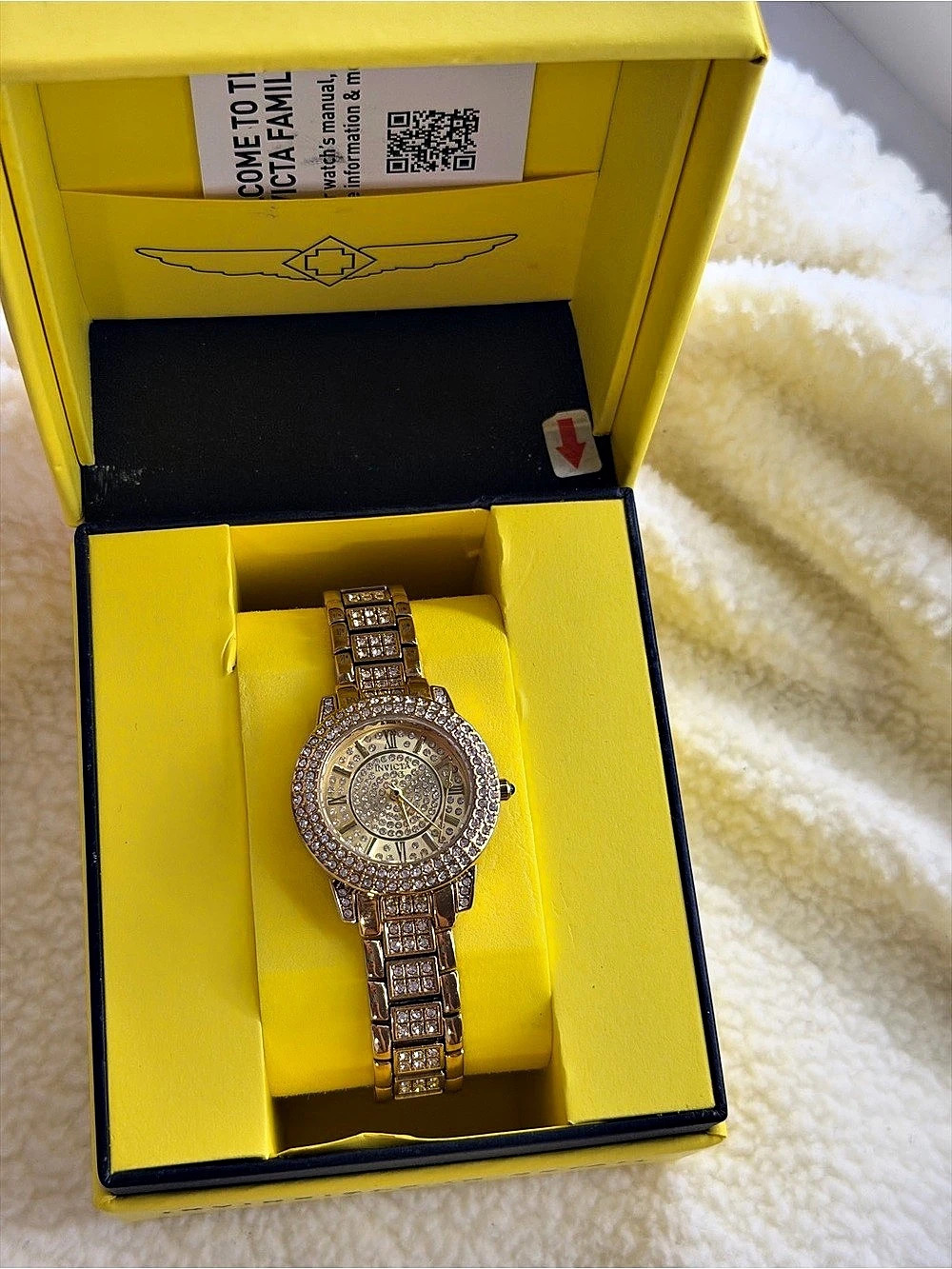 Invicta Angel Gold and Pave Crystal Dial Watch